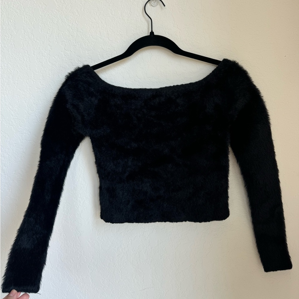 H&M fuzzy crop sweater
